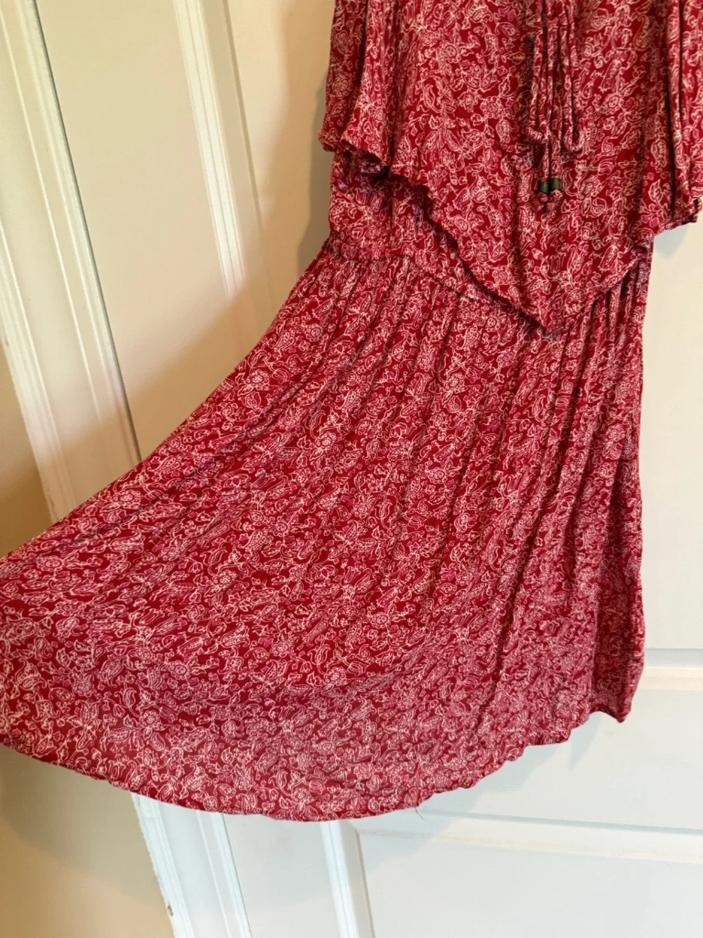 American Eagle Outfitters Red Paisley Spaghetti Strap Dress - Picture 4 of 5